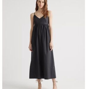 Quince NAVY V-Neck Spaghetti-Strap Maxi Dress